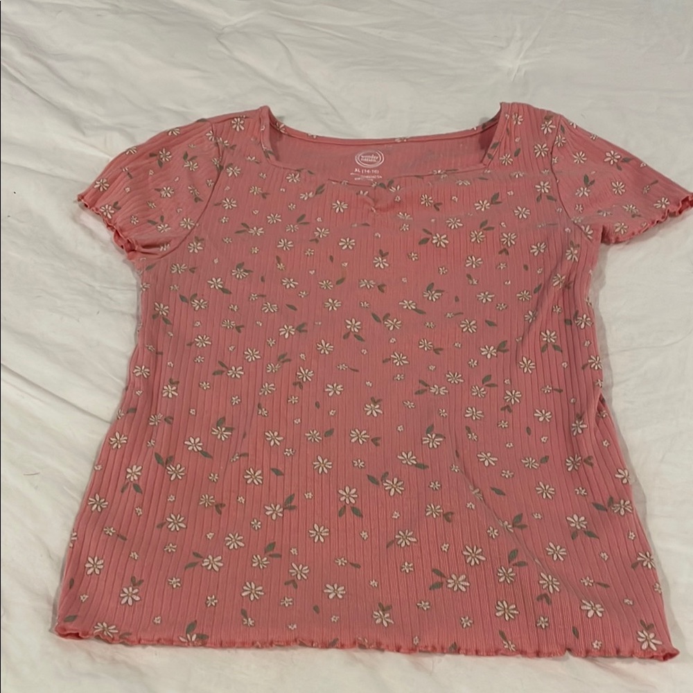 Wonder Nation Pink Floral Short Sleeve Top